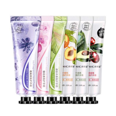 BISUTANG hand cream private label 6 kinds fruit aroma cranberry avocado peach iris cherry fir tree organic hand cream